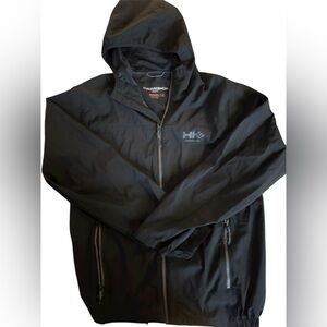 Hawke & Co Mens Performance Sport Rain Defender Jacket Packable Pockets Black